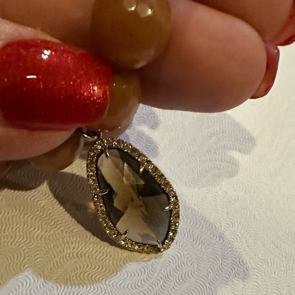 Boutique Brown Faceted Stone Elastic Bracelet Amber Stone Crystal Charm - Picture 5 of 6